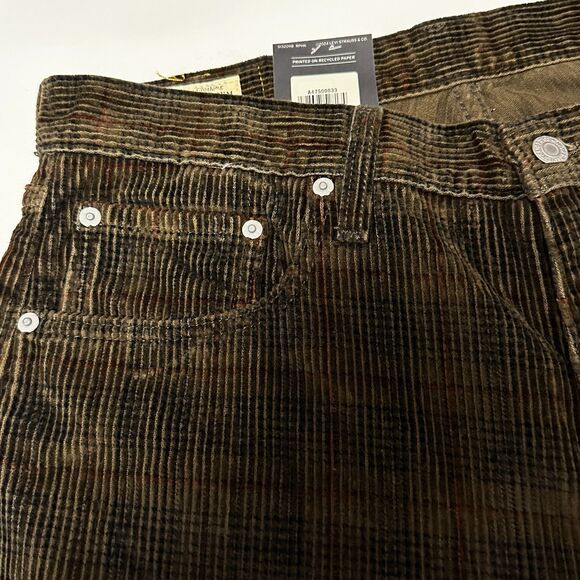 NWT Levi's 578 Baggy Corduroy Jeans Ennis Plaid Brown Size 33x30 (34X28) $98 - Picture 3 of 14
